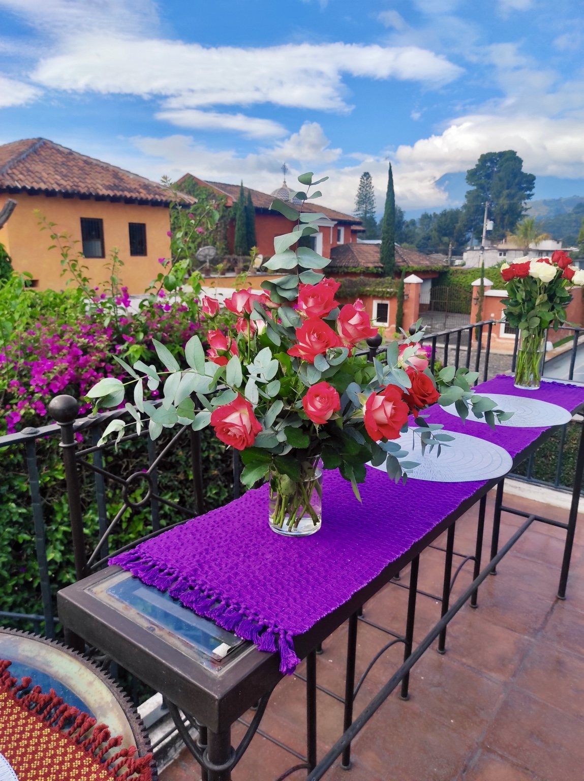 Casa Philipps terrace with views towards Guatemala's volcanoes