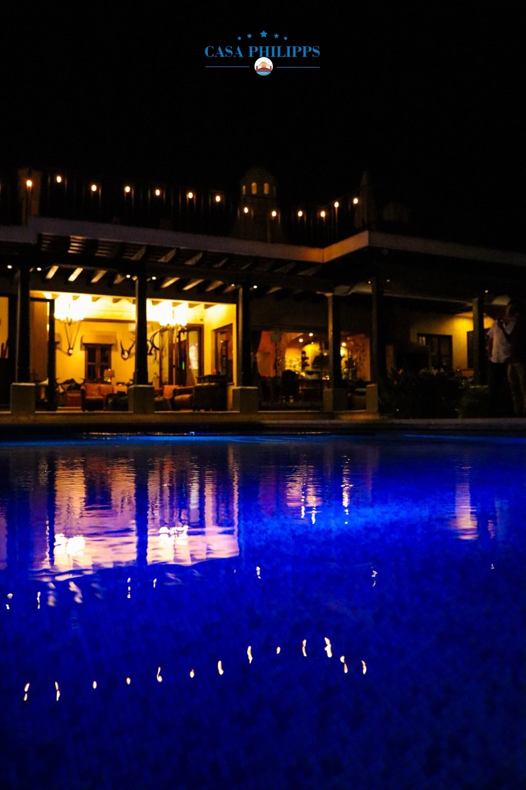 Illuminated private pool at Casa Philipps in Antigua Guatemala