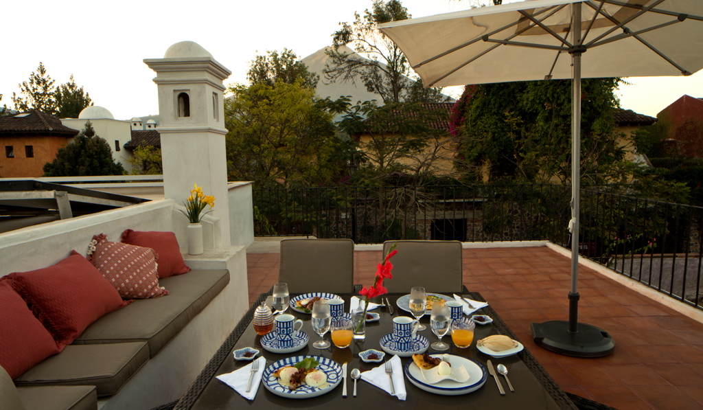 Breakfast terrace at Casa Philipps in Antigua Guatemala